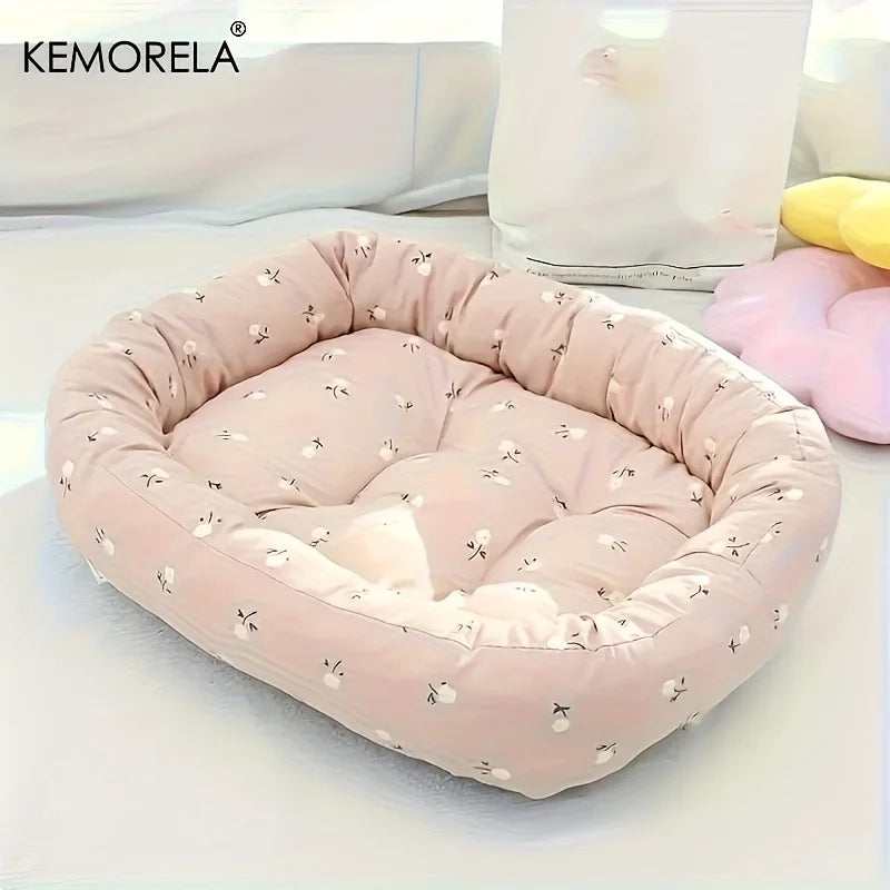Pet Sofa Bed High Elasticity Thickened Comfort for Small Medium Large Dogs Cats Pastoral Floral 3 Sizes Durable Pet Slleep Mats