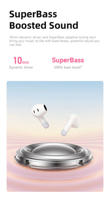 Baseus Bass BS2 Lite True Wireless Earbuds Bluetooth 6.0 Semi-in-Ear Earphones 2-Mic AI ENC 40H Playtime IP55 SuperBass Ear buds