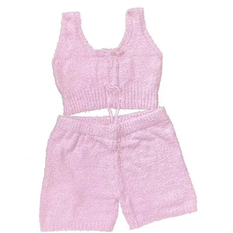 2026 New Luxury Women's Plush Pajamas Set Crop Top+Long Pants+Coat 3 Pieces Suit Homewear Female Matching Sets Warm Pyjamas Pjs