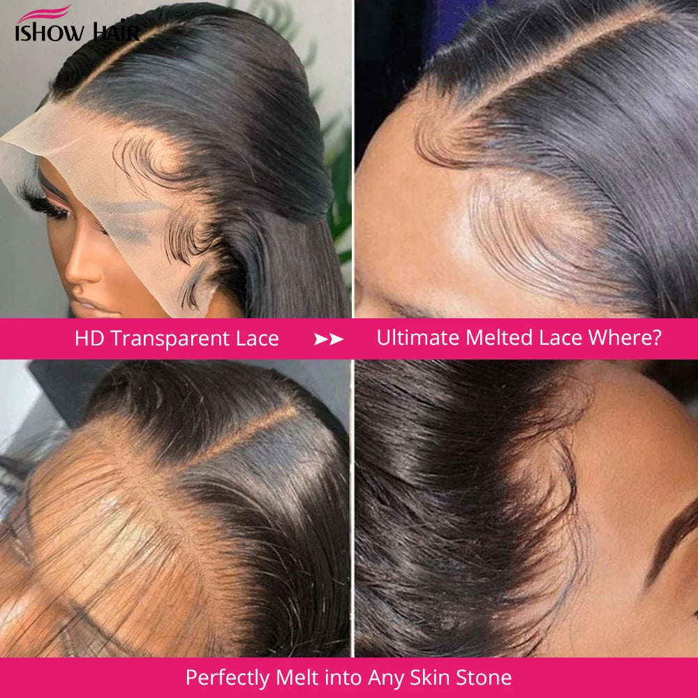 Ishow 13x4 13x6 Straight Lace Front Wig 250 Density Lace Frontal Wigs For Women Pre Plucked Brazilian Closure Wig