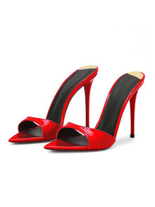 New Super Hot White Pointed High Heels with Thin Heels Half Slippers, Women's Summer Open toed Sandals