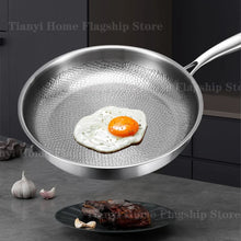 22/24/26/28/30cm Titanium Stainless Steel Frying Pan Non-stick Wok Home Egg Steak Skillet Induction Gas Stove Kitchen Cookware