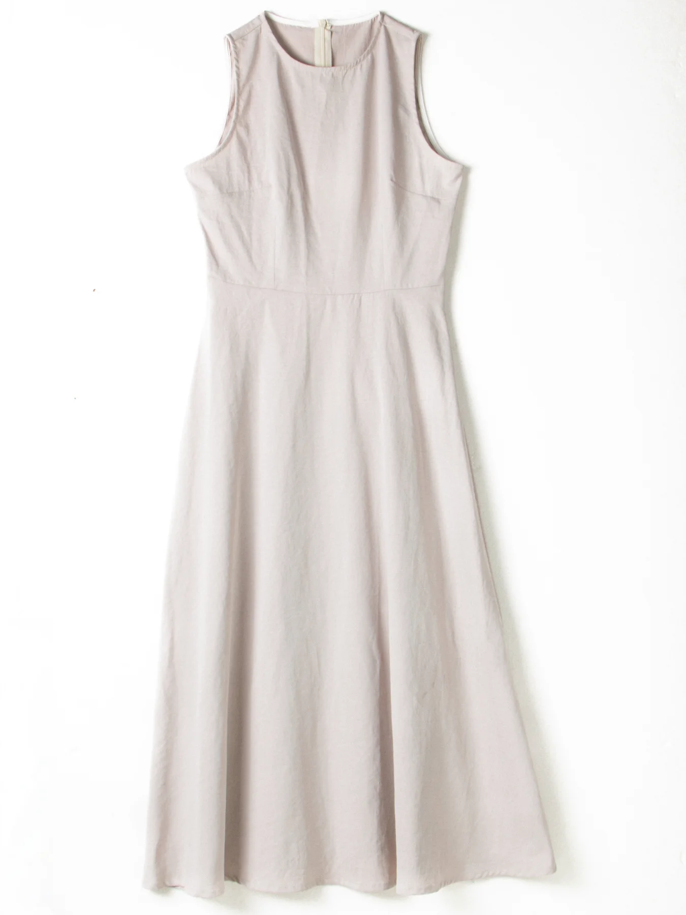 Spring/Summer elegant minimalist slim-fit apricot round neck sleeveless umbrella dress suitable for casual outings and holiday g