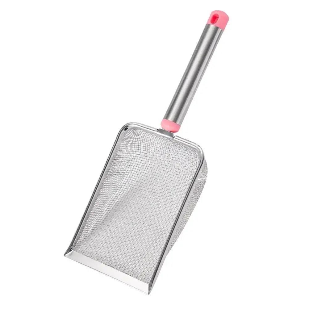 New Pet Cat Waste Shovel Long Handle Stainless Steel Filter Metal Cat Pet Litter Sand Cleaning Scoop Tool Garbage Shovel R8O1