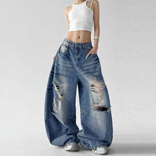 Women's Blue Casual Denim Long Pants Jeans Cargo Baggy Y2K American Streetwear Aesthetic 2000S Retro Denim Jeans Clothing 2026