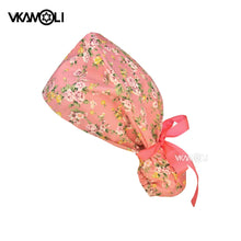 Ribbon Ties Ponytail Hair Holder Nurse Scrub Caps Women Long Hair Ponytail Caps