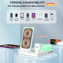 5 in 1 Wireless Charger Desktop Charging Organizer Stand For iPhone 16~12 Pro Max Apple Watch AirPods Pro USB PD Output Charging