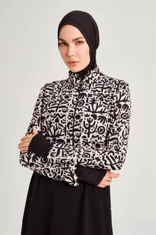 4PCS/Set Burkini Femme Musulmane Printing Sportswear Loose Fit Strechable UPF50-UV Protection Swimsuit With Zipper