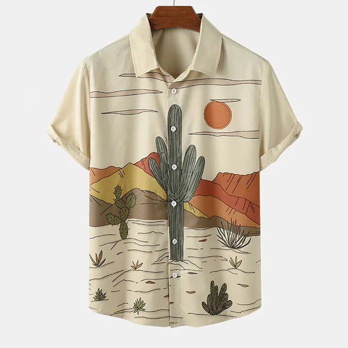 Chemise à motif cactus du désert pour homme, impression 3D, style hawaïen, mode Harajuku, haut, chemisier, manches courtes, tenue de rue, vacances, plage