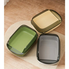 Semi Covered Cat Litter Box Plastic Anti Tracking Pet Toilet with Removable Scoop for Odor Control