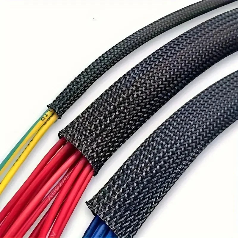 10m /32.8 ft Pet Expandable Braided Mesh Sleeve Black Flexible Wire Mesh Sleeve Tv Audio Pc Cable Protection Against Pet Chewing