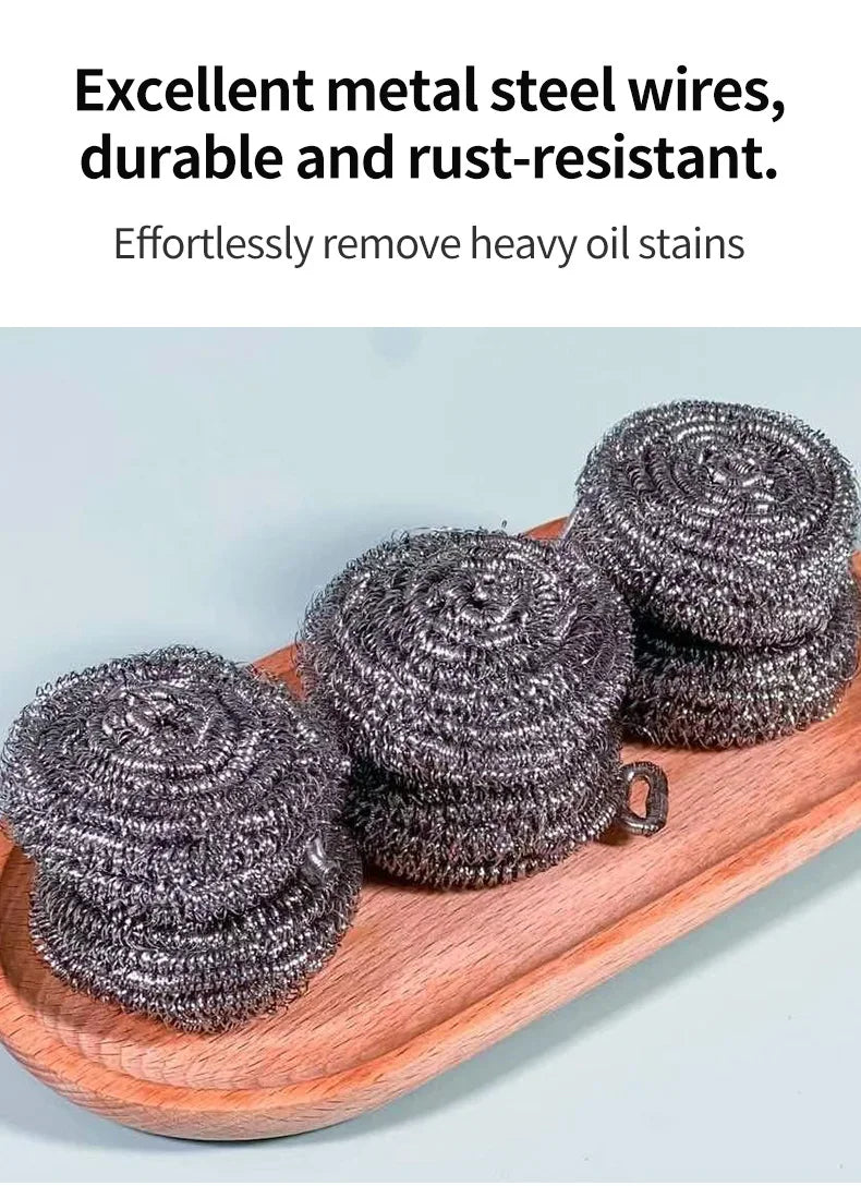6/12Pcs Stainless Steel Scourer Rustproof No Scratch Scouring Pads Heavy Duty Deep Cleaning For Pots Pans Grill Sink Kitchen