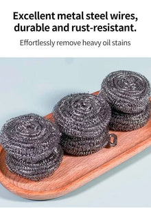 Lot de 6/12 éponges à récurer en acier inoxydable, antirouille, anti-rayures, tampons à récurer ultra-résistants pour un nettoyage en profondeur des casseroles, poêles, grills, éviers et cuisine