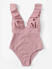 Ruffled One Piece Swimsuit Women Monokini Beachwear 2026