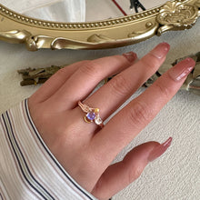 Angel and Demon Wings Couple Ring For Women Rose Gold Colour Black Fashion Moonstone Adjustable Opening Men's Ring Party Jewelry