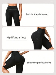 Women High Waist Seamless Slim Shorts Stretchy Push Up Butt Linear Aesthetic Yoga Shorts Knitted Workout Running Leggings