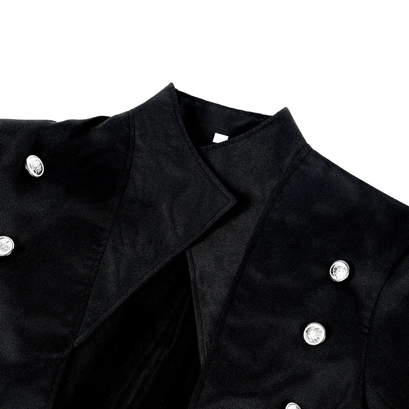 S-5XL Plus Size Men Gothic Trench Medieval Steampunk Retro Style Long Jackets Double-breasted Solid Men's Vintage Long Jackets