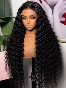 Human Hair Loose Deep Wave Glueless Wig13x6 13x4 HD Lace Front Preplucked Natural Black Brazilian Hair 16 42 Inch Jerry Curly