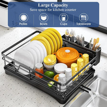 Égouttoir à vaisselle pour comptoir de cuisine, grand égouttoir avec plateau d'égouttage, égouttoir antirouille avec porte-ustensiles pour évier