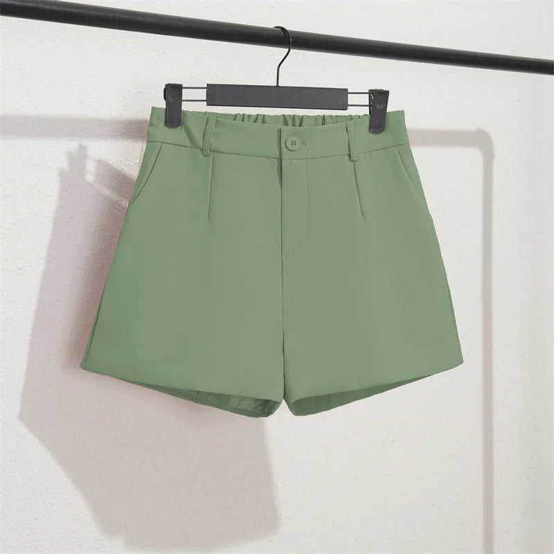 Korean Style Casual Elegant Office Lady Shorts Elastic Waist