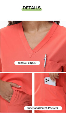Stretchy Nurse Uniforms V-neck Top Jogger Pants Scrub Sets Surgical Workwear Dentist Nursing Suit Hospital Doctor Outfit S21