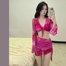 Pure Desire Women's Bikini Swimsuit Set Conservative Slimming Small Chest Gathered Holiday Swimwear Four-Piece Ensemble