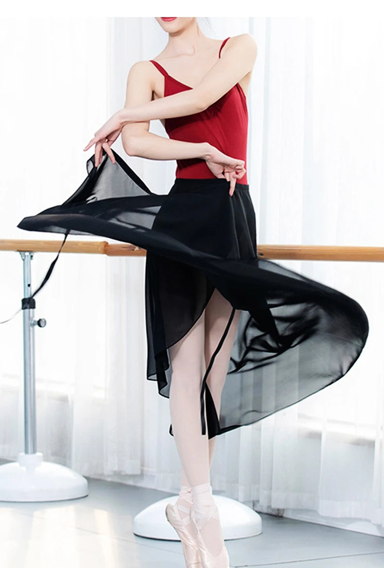 Adult Ballet Wrap Skirt for Women Soft Chiffon Dance Practice Skirt Ballet Class Performance Cover Up