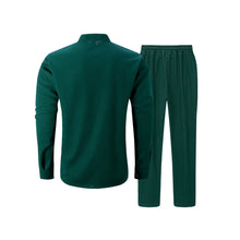 Chemise gaufrée pour homme, chemise tendance à col montant boutonné et pantalon, ensemble 1 ou 2 pièces, confortable, respirant et décontracté