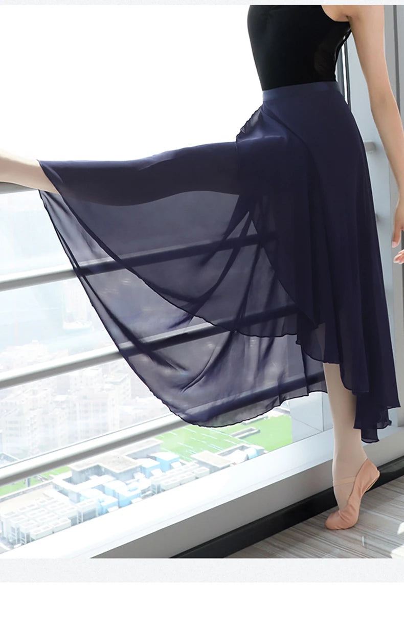 Adult Ballet Wrap Skirt for Women Soft Chiffon Dance Practice Skirt Ballet Class Performance Cover Up
