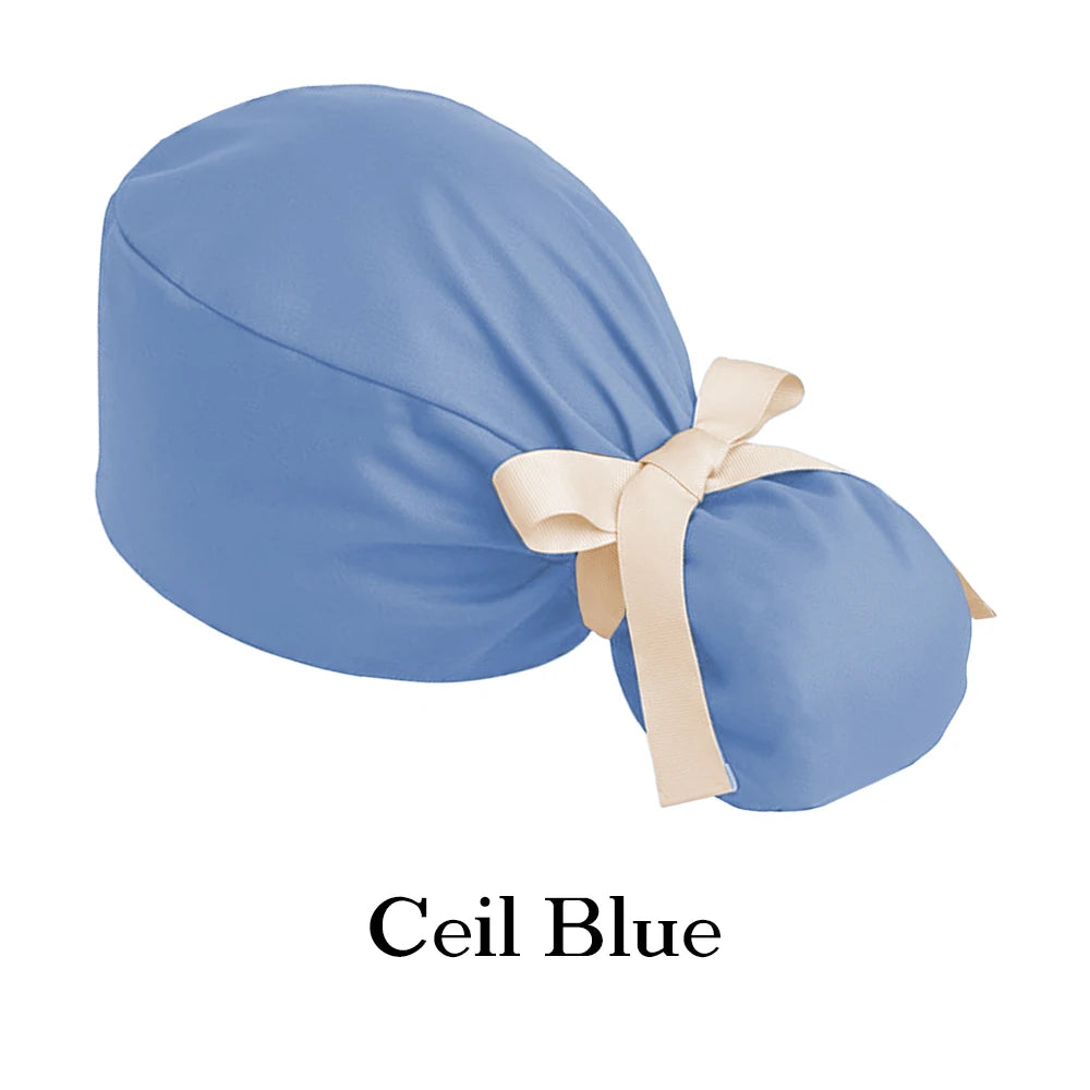 Ponytail Working Caps with Satin Lining for Women TOOTH Pet Doctor Nurse Scrubs Hat Stretch Long Hairs Nursing Caps C-TL-02