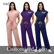 Custom Logo Medical Clothing for Women Anti Wrinkle Nursing Scrub Doctor Nurse Work Clothes Jumpsuit Printing Embroidering Logos