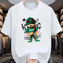Nouveau t-shirt homme été tendance respirant à col rond avec motif imprimé baskets ours géométrique haut décontracté extérieur
