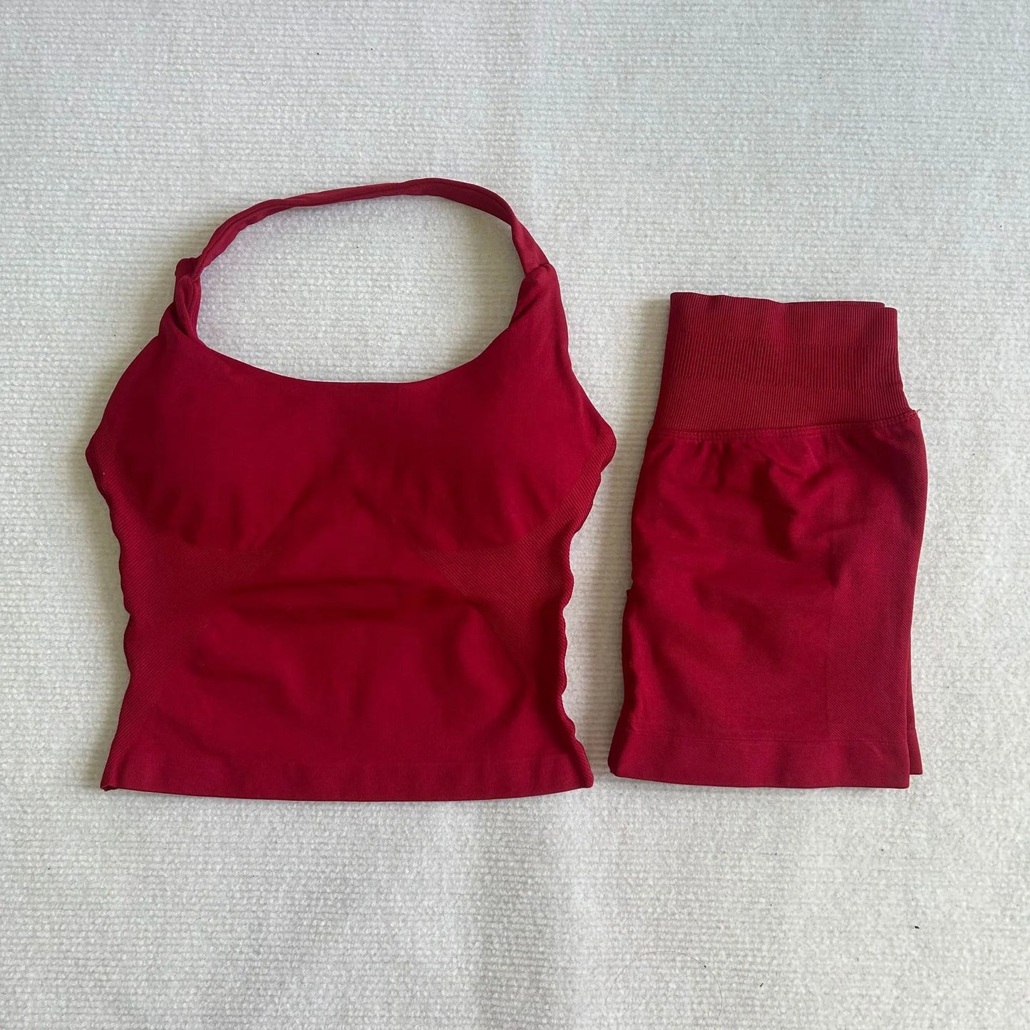 NO Logo Gym impact shorts set Strap Top Women's Long Line Strap Vest Pads Yoga Clothes Fitness Exercise Running Sports Clothes