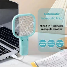 2-in-1 USB Mosquito Killer Lamp Electric Mosquito Swatter Purple Light Mosquito Trap Portable Insect Killer for Home Outdoor Cam