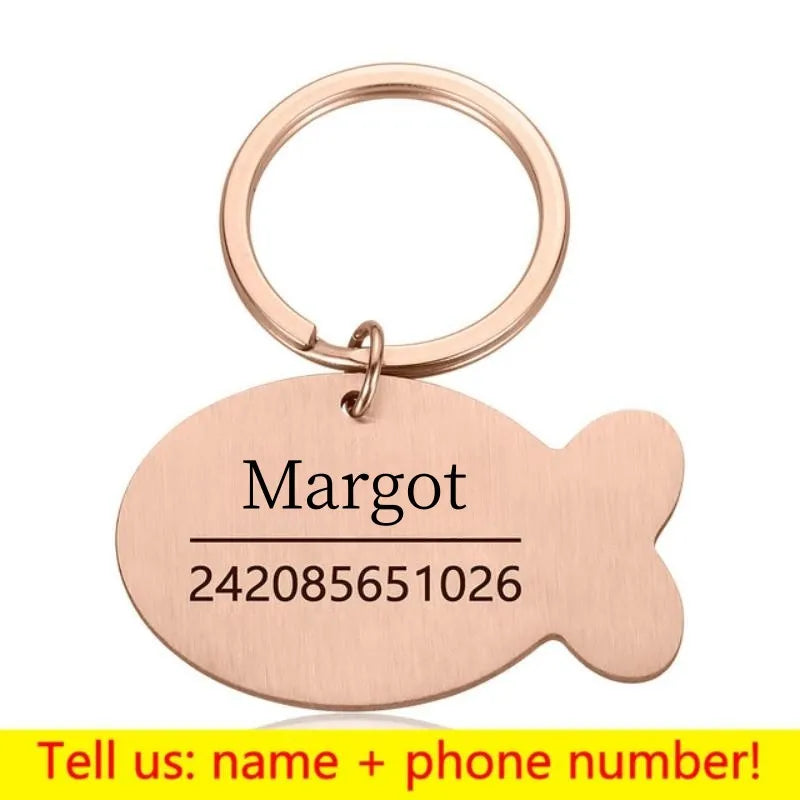 Personalized Engraved Pet ID Name Cat Dog Pet ID Anti-lost Tag Pendant for Cat Puppy Dog Collar Tag Keyring Bone Pet Accessories