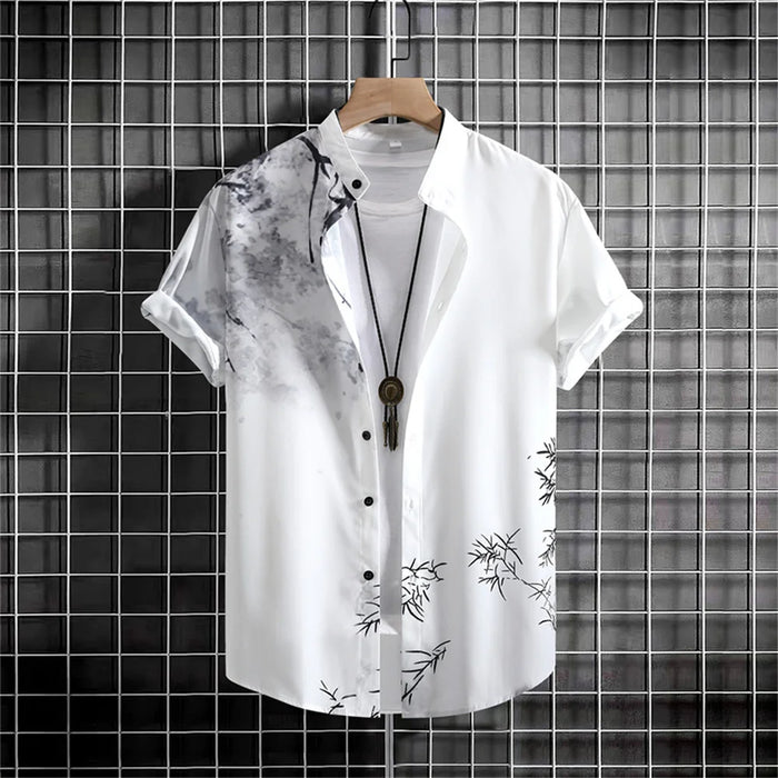 Chemise simple pour homme, haut de mode rétro imprimé en 3D, coupe ample oversize, vêtement décontracté à manches courtes pour tous les jours, vêtement masculin confortable