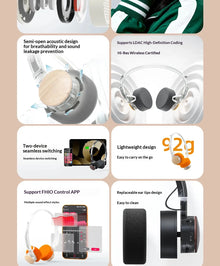 In Stock FiiO EH11 Retro Wireless Headphones Small HIFI Over-Ear Design Headset Lightweight Mechanical Shell Bluetooth Headphone