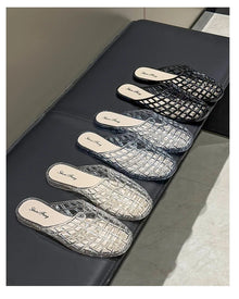 Women's slippers summer breathable women's cool sandals summer sparkling flat hollow out versatile hooded cool sandals for women