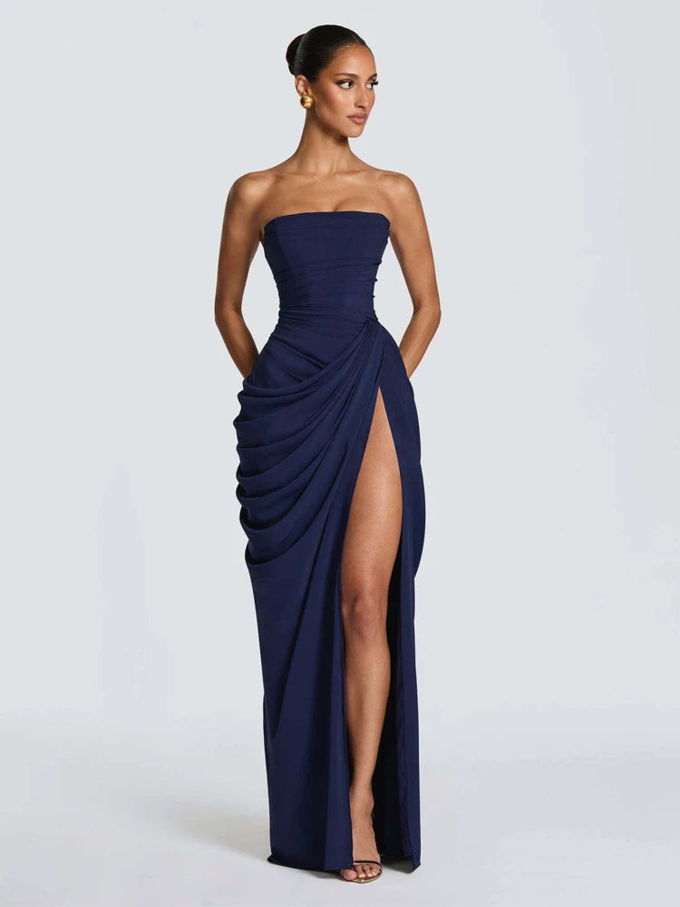 Women Green Ruched Elegant Satin Maxi Dress Mermaid One-shoulder Cutout Slim Fit Flowy Vestido 2026 Lady Summer Evening Vestidos