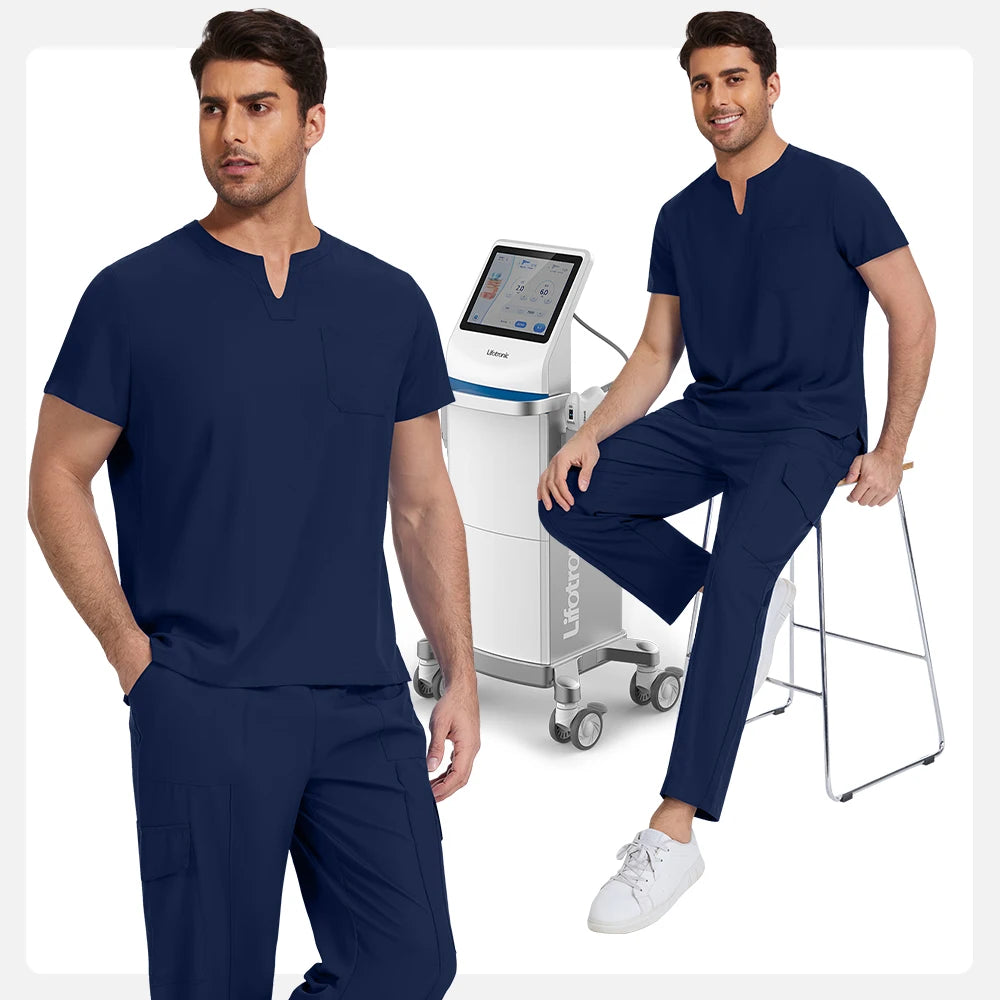 Niaahinn Medical Surgical Uniforms Doctor Costume Men Nurse Surgery Anesthetist Workwear Clinical Nursing Scrubs Tops-Pants Suit