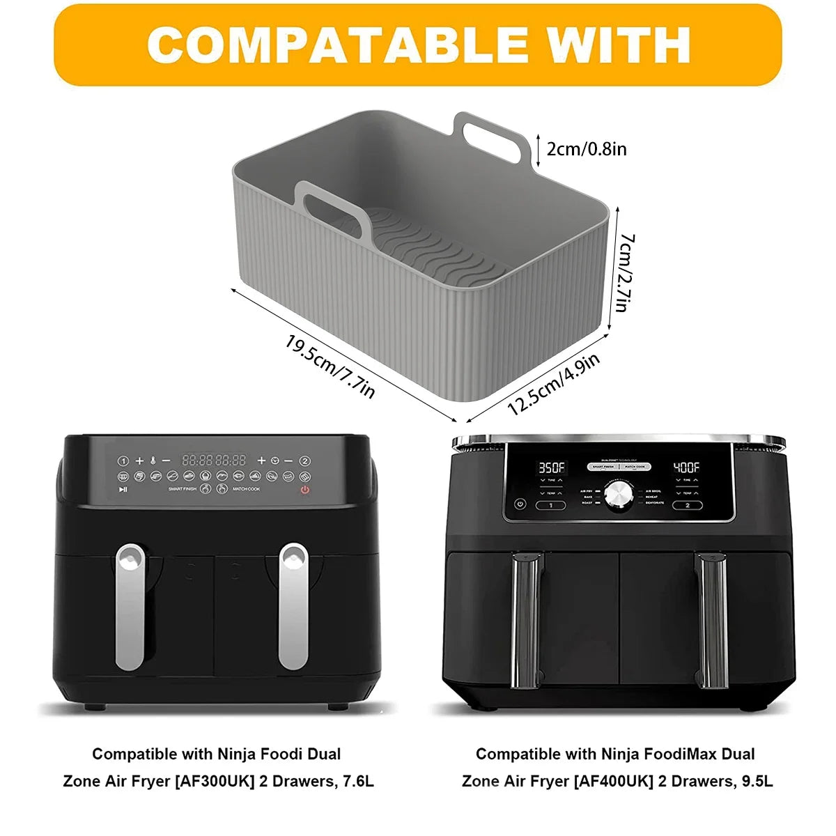 2Pcs Air Fryer Silicone Liner for Ninja Dual Air Fryer Accessories Reusable Baking Pan Basket Oven Pot Liner Kitchen Accessories