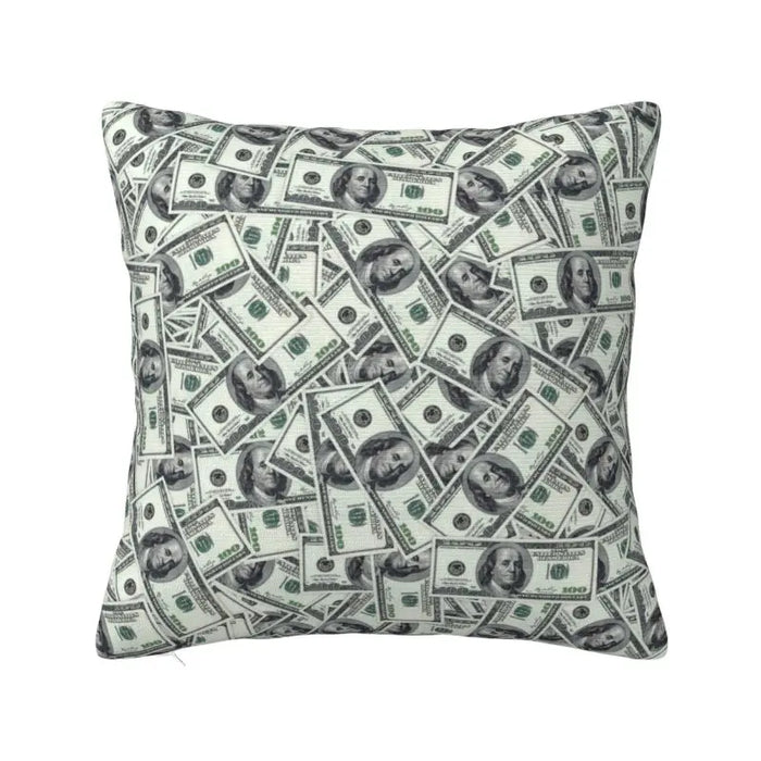 Custom Fashion Giant Money 100 Dollar Bills Cushion Cover 45x45cm Soft European Pillow for Car Square Pillowcase