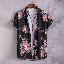 2025 Hawaiian Shirt Men Fashion Flower Geometric Printed Blouse Single-breasted Beach Short SleeveTops Men's Holiday Clothing