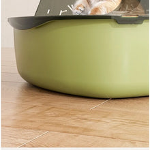 Semi Covered Cat Litter Box Plastic Anti Tracking Pet Toilet with Removable Scoop for Odor Control