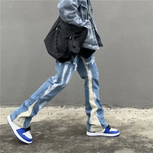 2026 Y2K Patchwork Washed Blue Baggy Flare Jeans Pants Men Clothing Straight Loose Vintage Old Denim Trousers Pantalones Hombre