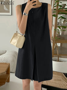ZANZEA Tank Dresses Oversized Sleeveless KneeLength Sundress