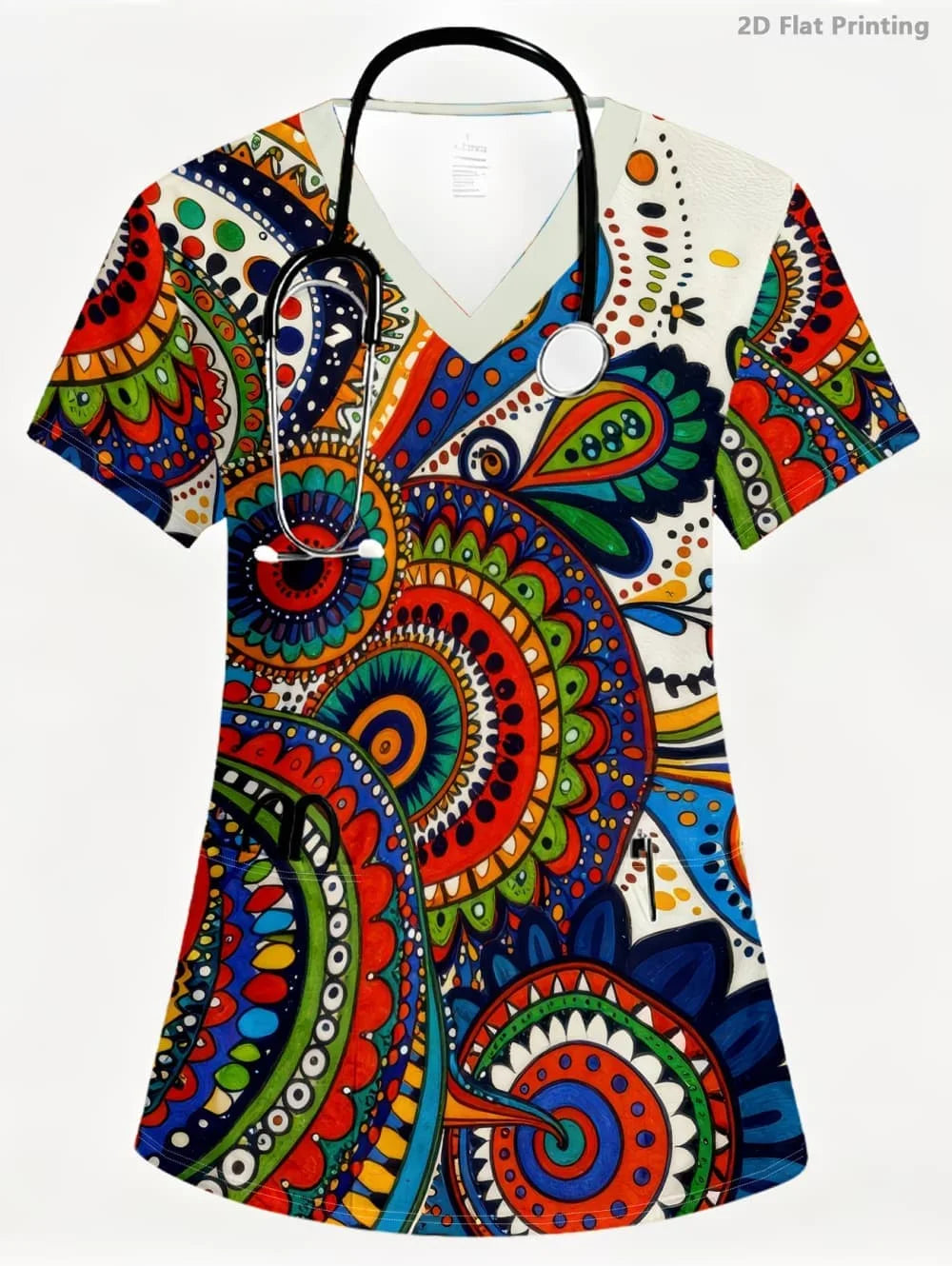 Surgical Uniforms Woman Tooth Cartoon Print Summer Nursing V-Neck Short Sleeve Tops Fashion Dental Microelastic Medical Uniform