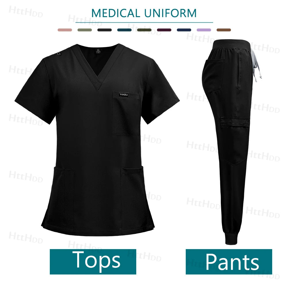 Mens Scrubs Uniform Work Gowns Woman Doctor Surgical Gown Wholesale Scrub Sets Beauty Salon Pharmacy Pet Store Uniforms Top Pant