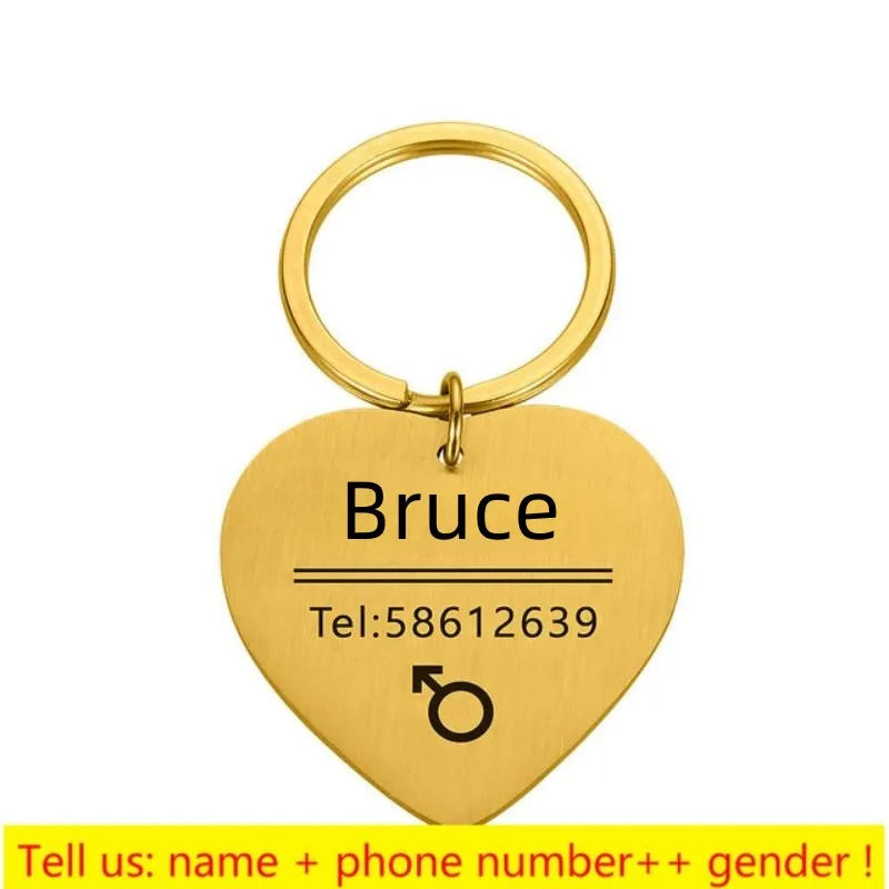 Personalized Engraved Pet ID Name Cat Dog Pet ID Anti-lost Tag Pendant for Cat Puppy Dog Collar Tag Keyring Bone Pet Accessories