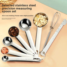 Stainless steel measuring spoon 4/6/7/8 pcs set with scale measuring ruler spoon kitchen coffee baking measuring tool set